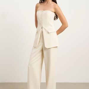 Because Of Alice Cream Strapless Peplum Bodice Top